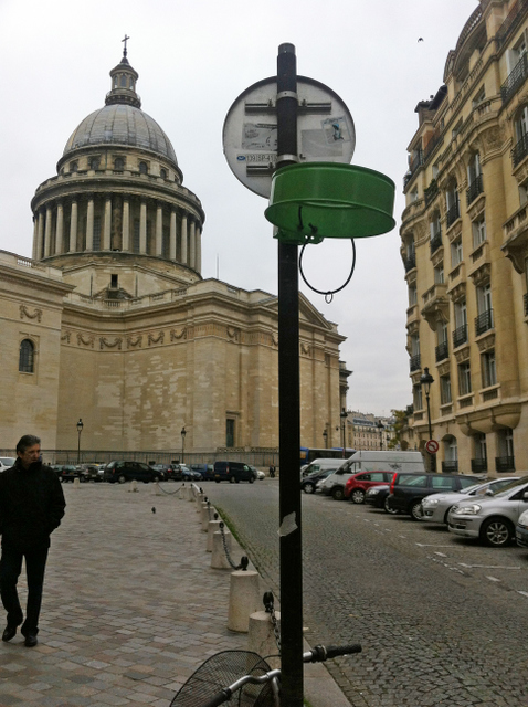 Trash can converted to basketball hoop - near the Pantheon