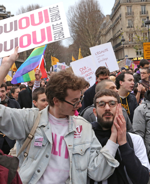 Pro-gay marriage demonstration near Notre Dame