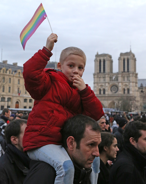 Pro-gay marriage demonstration near Notre Dame